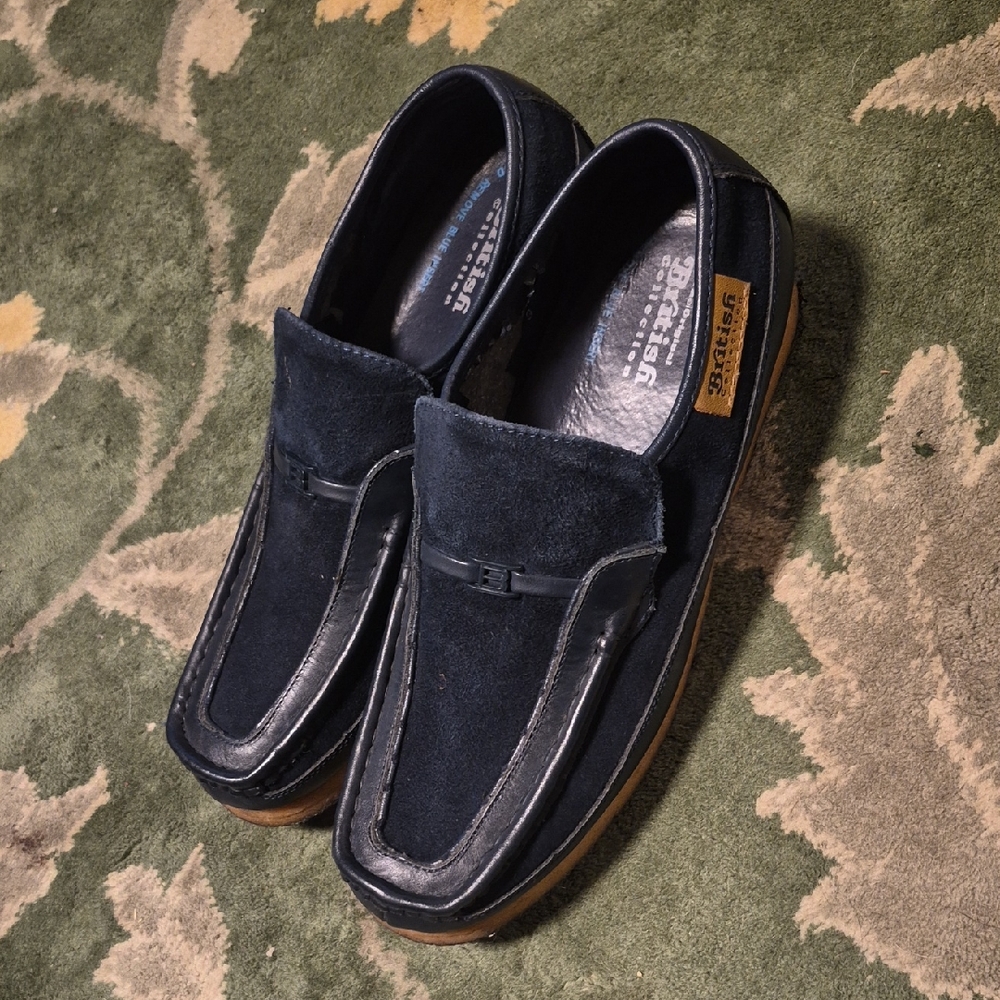 Sebago Navy Suede Penny Loafers